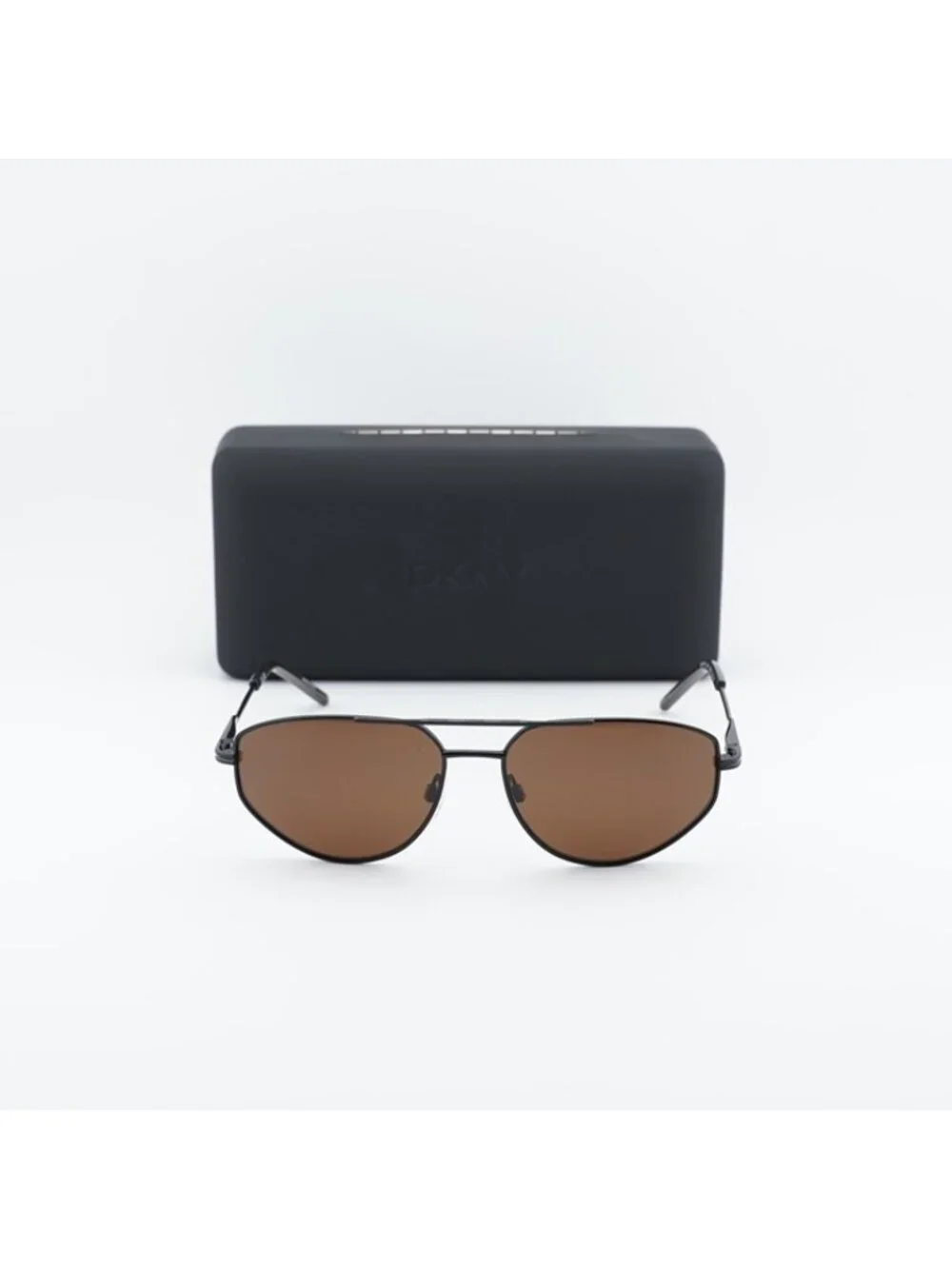 DKNY DK117S 001 Sunglasses Black Square Frame, Brown Lenses